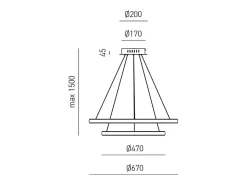 Lámpara Suspendida-Lámpara de araña LED regulable Iole S2 40W - Suspensión moderna en oro cepillado con doble aro, luz cálida 3000K, 2000lm, diseño elegante Dorado