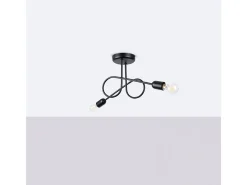 Sollux Lighting Lámpara Suspendida-Lámpara De Araña Loop Minimalista De Acero - 2 Fuentes Luminosas - L.57 X A.25,5 Cm - Negro