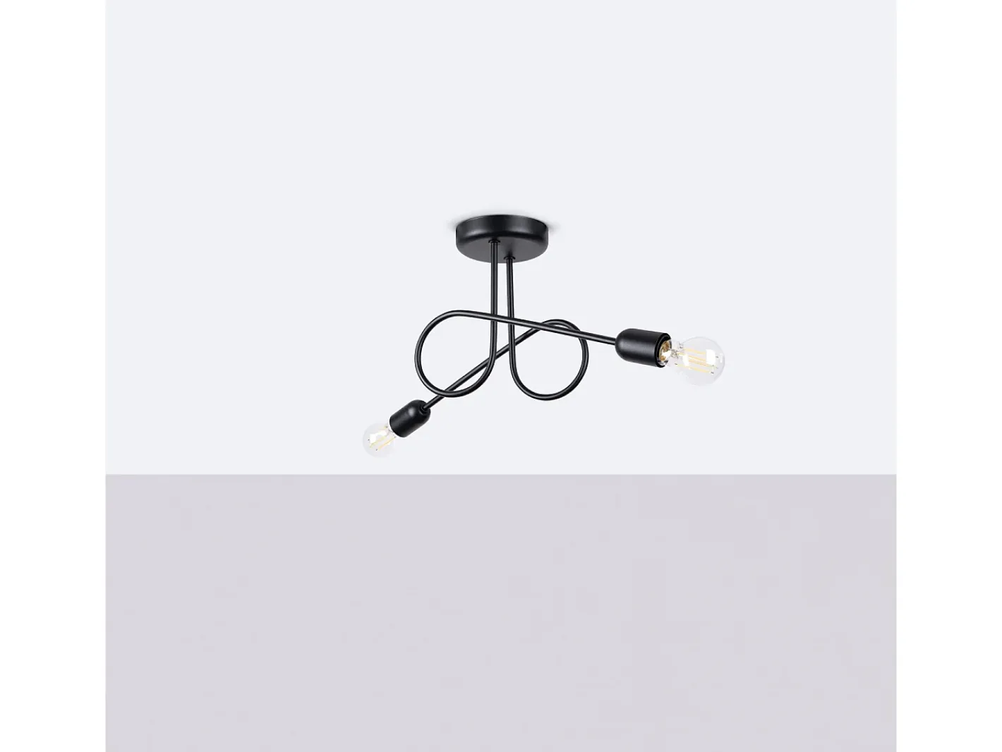 Sollux Lighting Lámpara Suspendida-Lámpara De Araña Loop Minimalista De Acero - 2 Fuentes Luminosas - L.57 X A.25,5 Cm - Negro