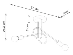 Sollux Lighting Lámpara Suspendida-Lámpara De Araña Loop Minimalista De Acero - 2 Fuentes Luminosas - L.57 X A.25,5 Cm - Negro