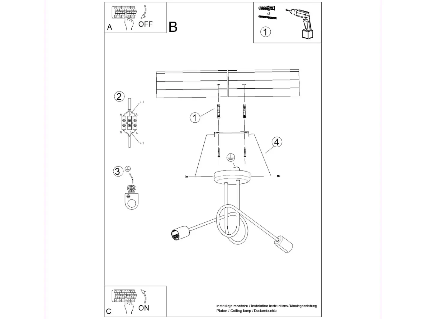 Sollux Lighting Lámpara Suspendida-Lámpara De Araña Loop Minimalista De Acero - 2 Fuentes Luminosas - L.57 X A.25,5 Cm - Negro
