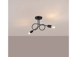 Sollux Lighting Lámpara Suspendida-Lámpara De Araña Loop Minimalista De Acero - 2 Fuentes Luminosas - L.57 X A.25,5 Cm - Negro