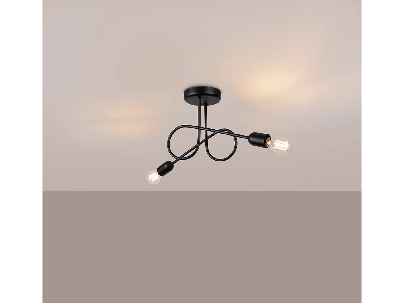 Sollux Lighting Lámpara Suspendida-Lámpara De Araña Loop Minimalista De Acero - 2 Fuentes Luminosas - L.57 X A.25,5 Cm - Negro
