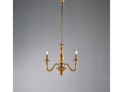 Lámpara Suspendida-Lámpara de araña Lucca de madera dorada antigua, 3 luces, 108 Ø41 BL271-3-OR Dorado
