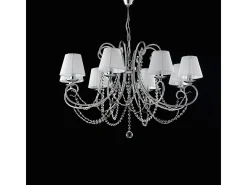 Outlet Lámpara de araña Magda de hierro cromado de 8 luces con pantallas 118 Ø78 BL146-8-CR-PAR Plateado
