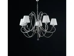 Lámpara de araña Magda de hierro cromado de 5 luces con pantallas 115 Ø72 BL146-5-CR-PAR Plateado Discount