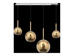Lámpara de araña moderna Future de 4 luces con colgante de cristal - Casquillo E27 máx. 60 W - Estructura cromada 88 x 25 x 220 cm Dorado Best