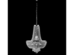 Lámpara Suspendida-Lámpara de araña Mozart en hierro y latón cromado con pedrería 8 luces 134 Ø50 BL189-8-CR Plateado
