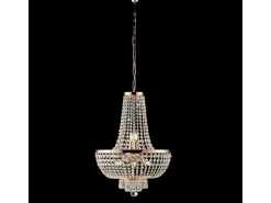Lámpara Suspendida-Lámpara de araña Mozart en hierro y latón con pedrería 8 luces 134 Ø50 BL189-8-OR Dorado