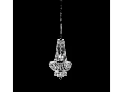 Lámpara Suspendida-Lámpara de araña Mozart en hierro y latón cromado con pedrería 5 luces 130 Ø35 BL189-5-CR Plateado