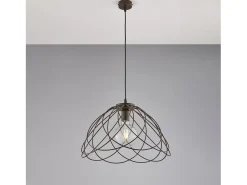 Lámpara Suspendida-Lámpara de araña Pagoda en hierro lacado en negro con dec. Efecto óxido con cable eléctrico regulable 1 luz 132 Ø45 BL298-S1-RG Marru00f3n chocolate