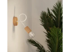 Sollux Lighting Lámpara Suspendida-Lámpara de araña Sparkon minimalista de acero/madera - 5 fuentes luminosas 3000K - L.15 x A.26 cm - /madera natural Blanco