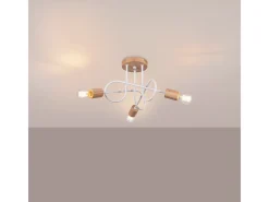 Sollux Lighting Lámpara Suspendida-Lámpara de araña Sparkon minimalista de acero/madera - 3 fuentes luminosas 4000K - L.14 x A.26 cm - /madera natural Blanco