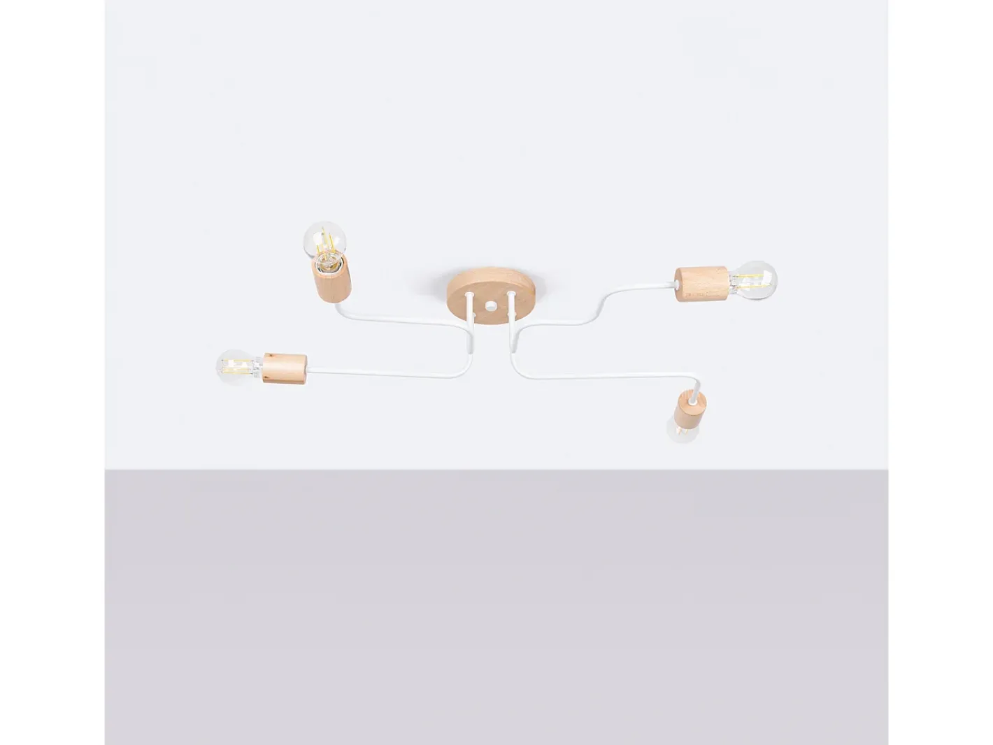 Sollux Lighting Lámpara De Araña Timbo Desván De Acero/Madera - 4 Fuentes Luminosas - L.75 X A.16,5 Cm - /Madera Natural Blanco