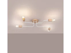 Sollux Lighting Lámpara De Araña Timbo Desván De Acero/Madera - 4 Fuentes Luminosas - L.75 X A.16,5 Cm - /Madera Natural Blanco