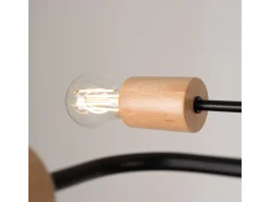 Clearance Sollux Lighting Lámpara De Araña Timbo Desván De Acero/Madera - 8 Fuentes Luminosas - L.100 X A.16,5 Cm - /Madera Natural Negro