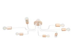 Sollux Lighting Lámpara de araña Zimbo desván de acero/madera - 8 fuentes luminosas 3000K - L.100 x A.16,5 cm - /madera natural Blanco Hot