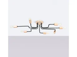 Sollux Lighting Lámpara de araña Zimbo desván de acero/madera - 8 fuentes luminosas 3000K - L.100 x A.16,5 cm - /madera natural Negro Clearance