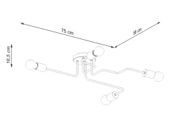 Sollux Lighting Lámpara Suspendida-Lámpara de araña Zimbo desván de acero/madera - 4 fuentes luminosas 4000K - L.75 x A.16,5 cm - /madera natural Negro