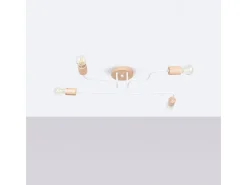 Sollux Lighting Lámpara Suspendida-Lámpara de araña Zimbo desván de acero/madera - 4 fuentes luminosas 3000K - L.75 x A.16,5 cm - /madera natural Blanco