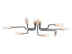 Sollux Lighting Lámpara Suspendida-Lámpara de araña Zimbo desván de acero/madera - 8 fuentes luminosas 4000K - L.100 x A.16,5 cm - /madera natural Negro