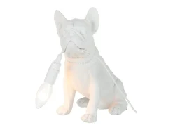 J-Line Lámpara de bulldog sintético de 26x14x28 cm Blanco New