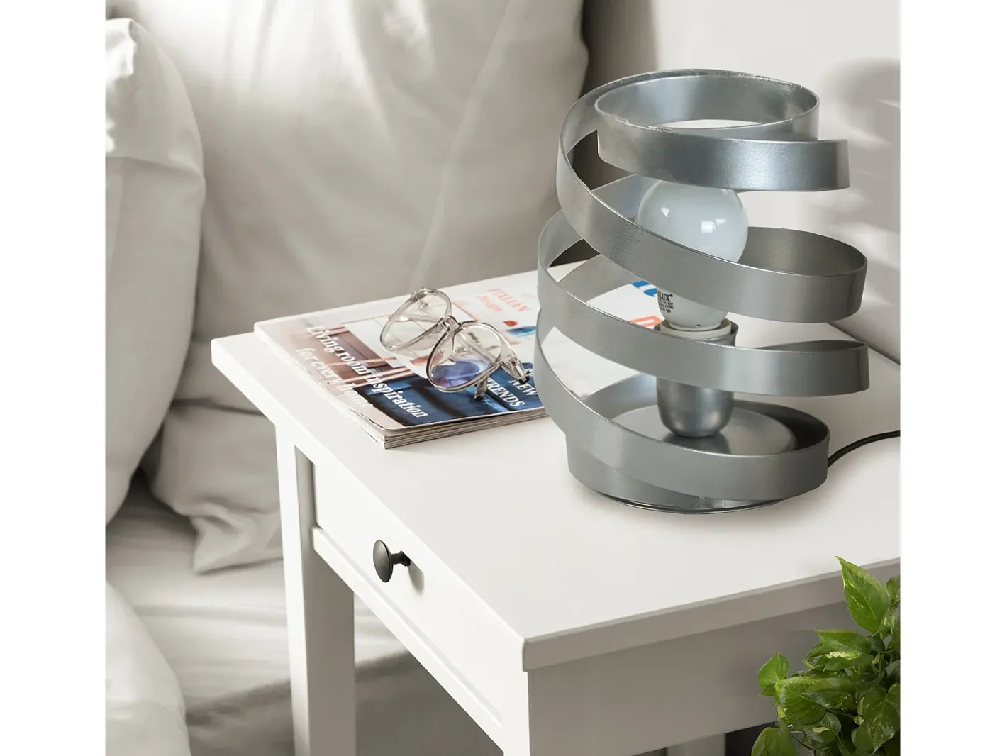 TOSEL Lámpara de Mesa ,metal,Aluminio ,A22xD18xP18cm Plateado Online