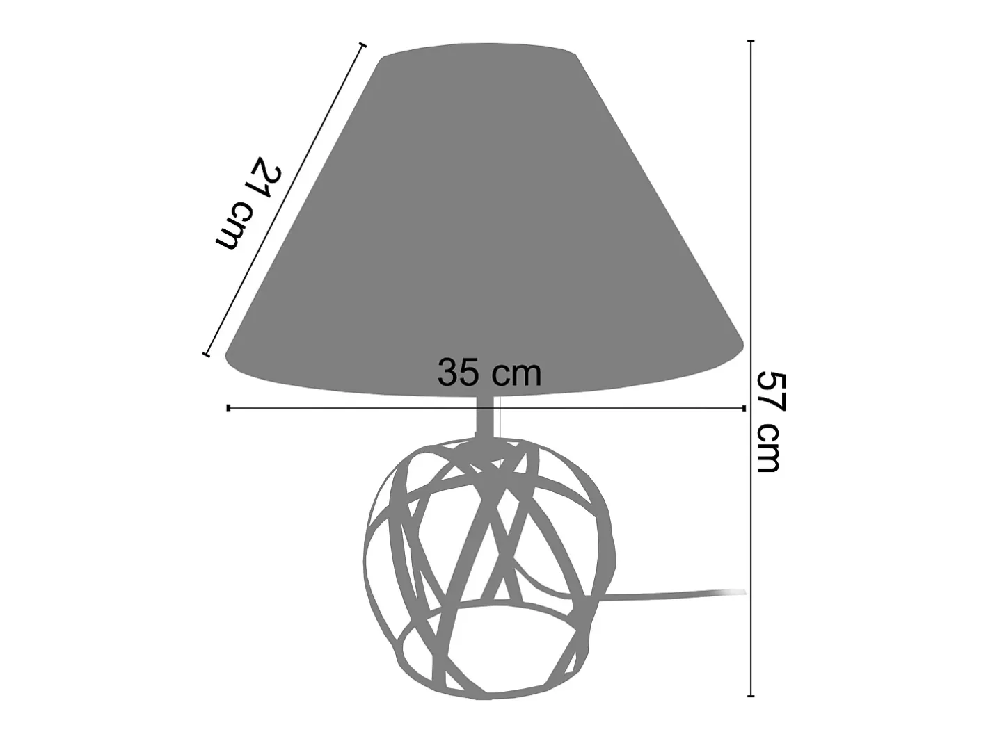 Online TOSEL Lámpara de Mesa ,metal, , A57xD35xP 35cm Negro
