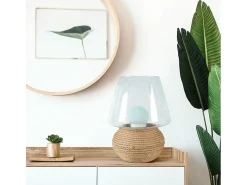 TOSEL Lámpara de Mesa ,vidrio,natural,A37xD30xP30cm Color natural claro Online