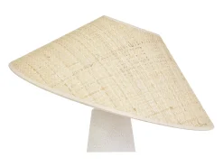 New Miliboo Lámpara de mesa blanca de cerámica con pantalla de mimbre H47 cm JUNI Blanco