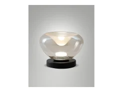 Lámpara de mesa Brena - Fabas Luce color coñac - Control táctil LED regulable de 11 W - Vidrio borosilicato cóncavo color coñac Marru00f3n Sale