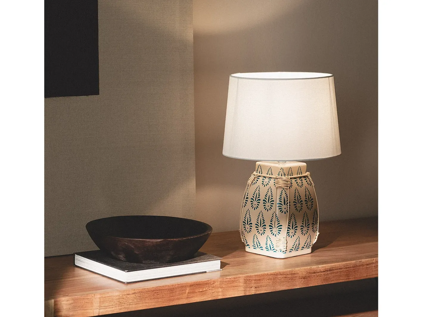 Ledkia Lámpara De Mesa-Lámpara de Mesa Cerámica Ariché Blanco