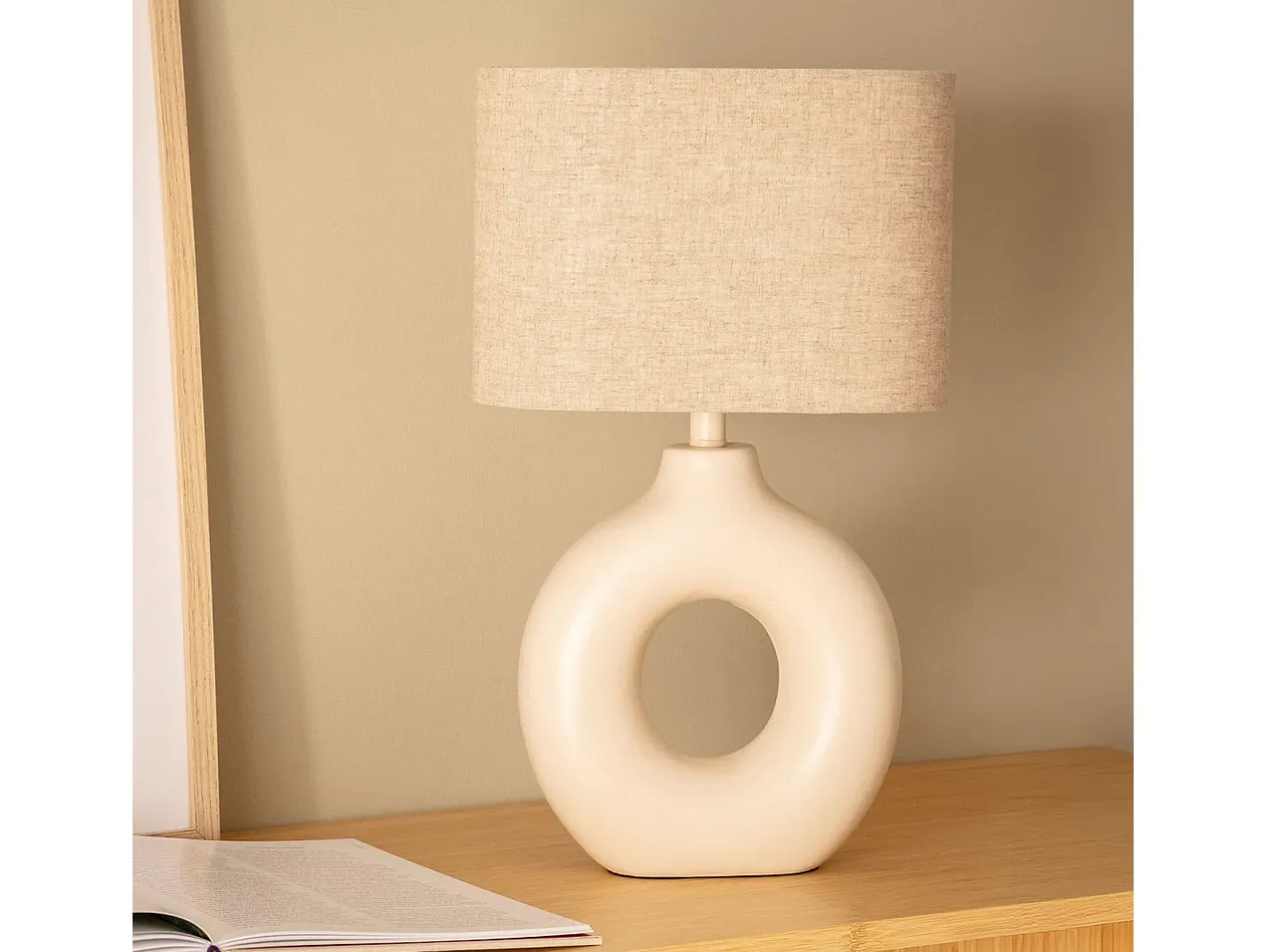 Ledkia Lámpara de Mesa Cerámica y Tela Memphis Beige Online