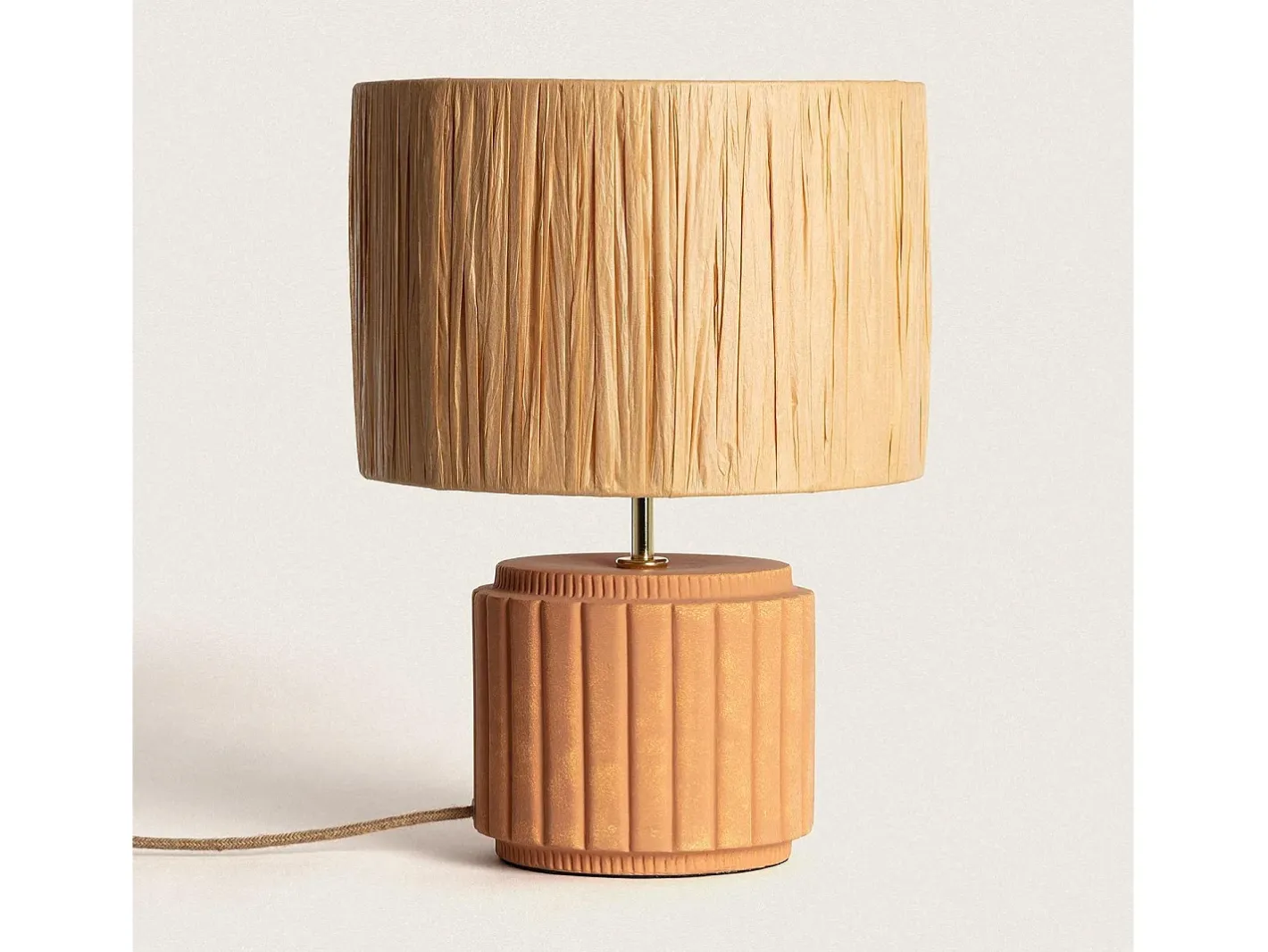 Clearance Ledkia Lámpara de Mesa Cerámica y Rafia Kinney Terracota Multicolor