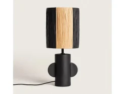 Ledkia Lámpara de Mesa Cerámica y Rafia Tyler Negro Clearance