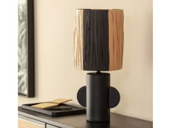 Ledkia Lámpara de Mesa Cerámica y Rafia Tyler Negro Clearance
