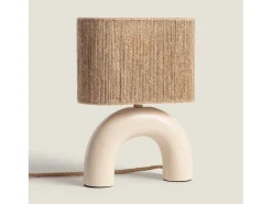 Ledkia Lámpara de Mesa Cerámica y Cuerda Natural Callie Beige New