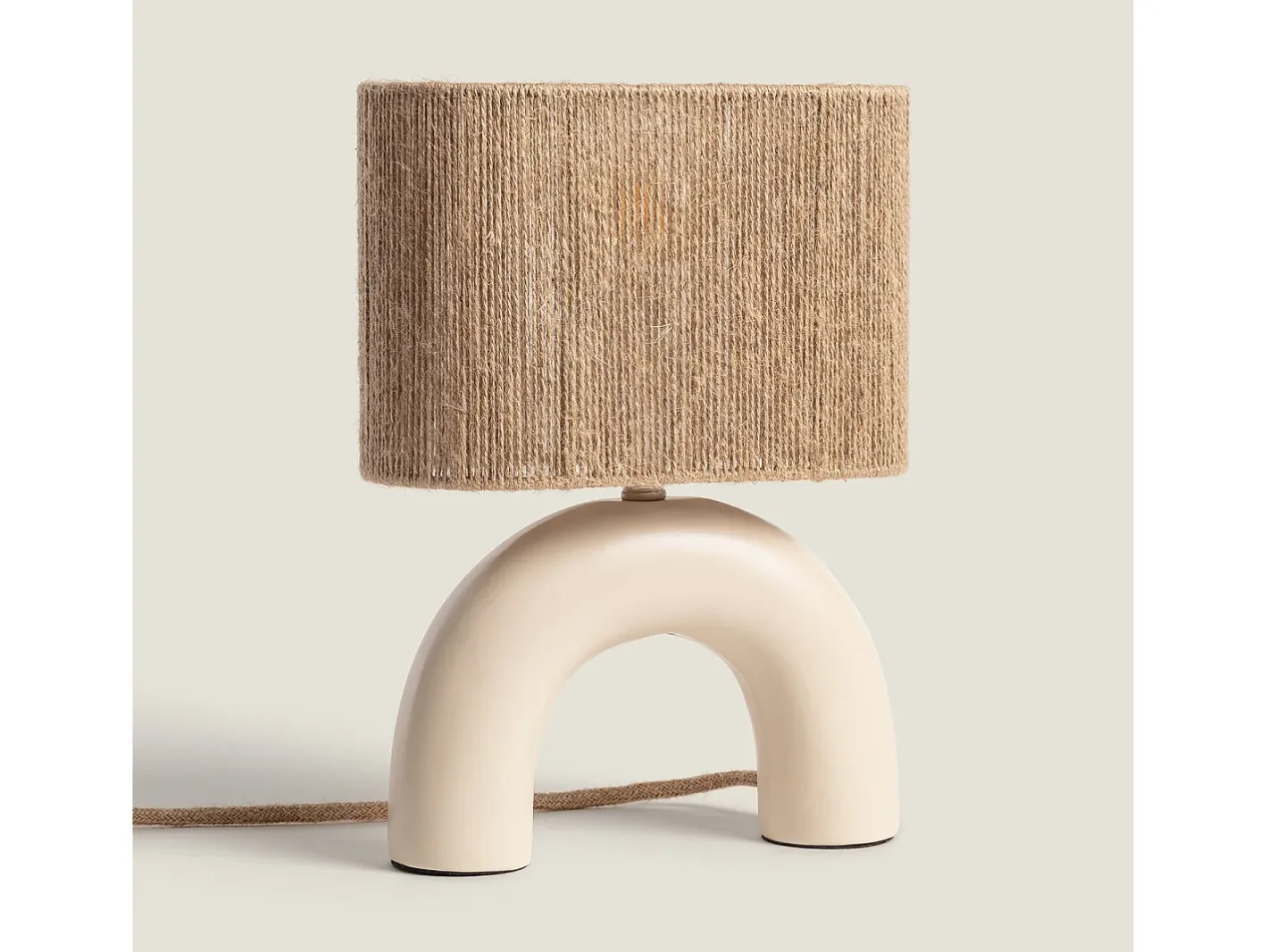 Ledkia Lámpara de Mesa Cerámica y Cuerda Natural Callie Beige New