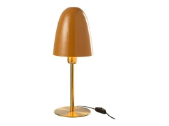 J-Line Lámpara de mesa con base dorada de metal ocre de 17x17x46 cm. Marru00f3n Outlet