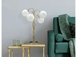 Sale Lámpara de mesa con base de metal y esferas de vidrio opaco Glamy 4T Dorado
