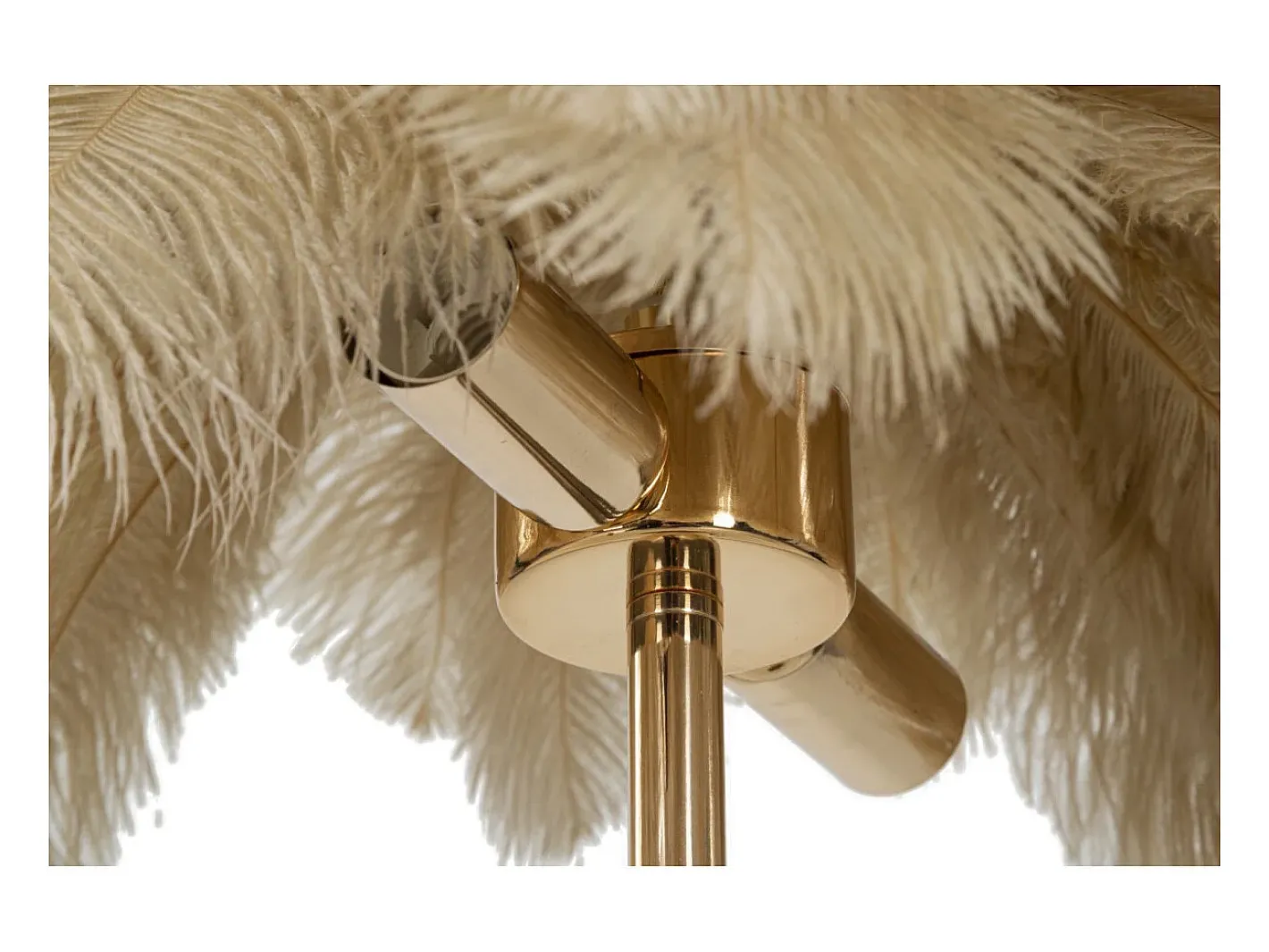 Best Lámpara de mesa con pantalla de plumas y 2 luces Palm S - Marrón Marru00f3n