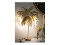 Best Lámpara de mesa con pantalla de plumas y 2 luces Palm S - Marrón Marru00f3n