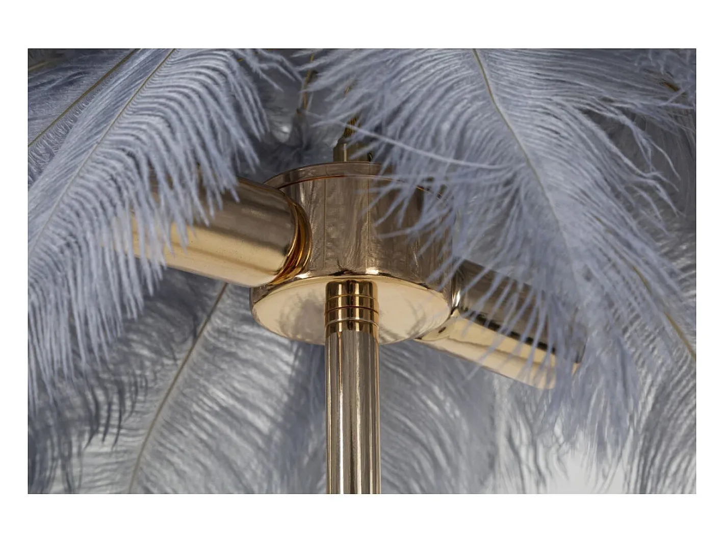 Lámpara De Mesa-Lámpara de mesa con pantalla de plumas y 2 luces Palm S - Gris