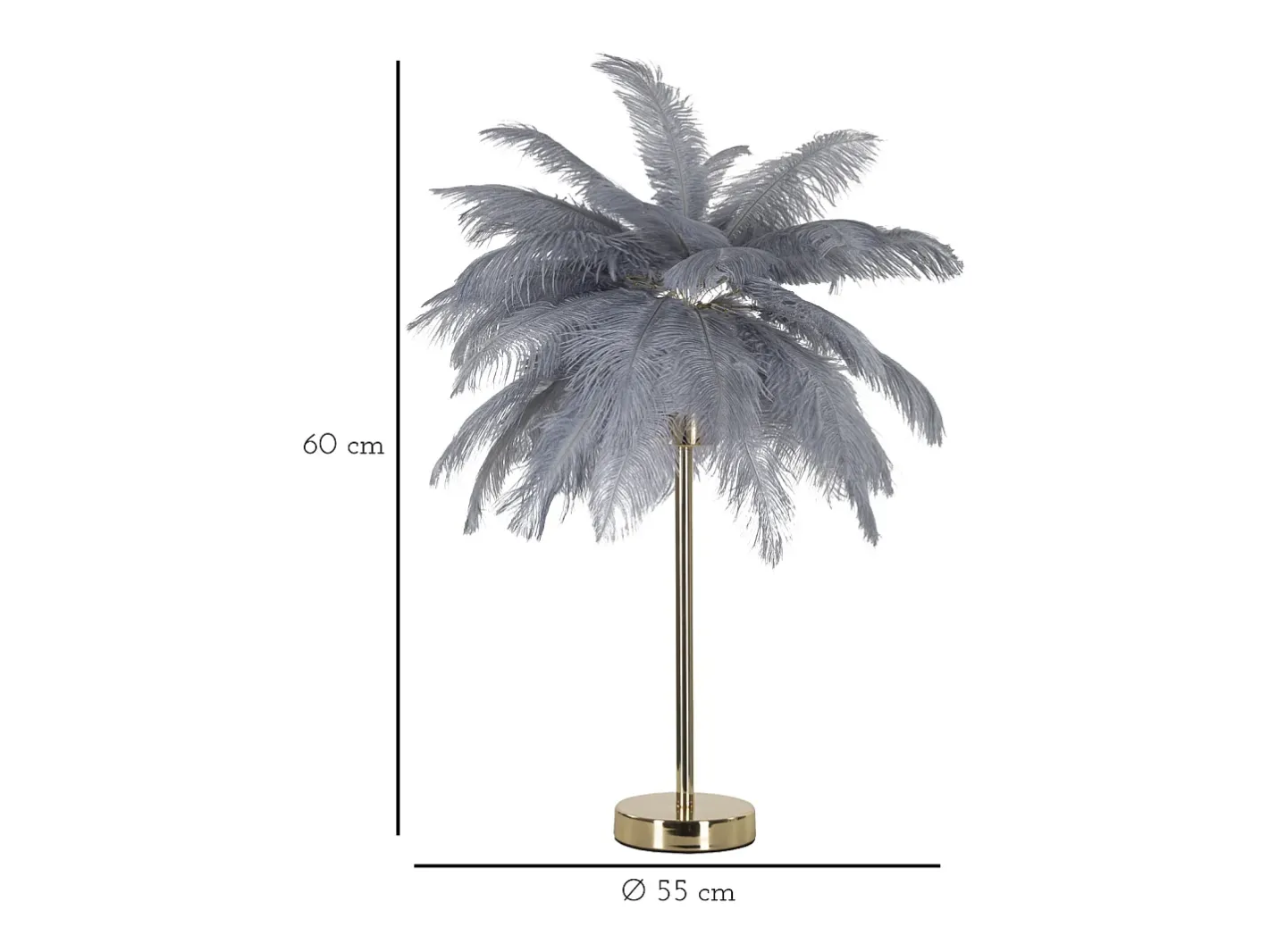 Lámpara De Mesa-Lámpara de mesa con pantalla de plumas y 2 luces Palm S - Gris