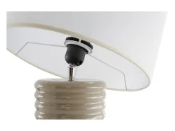 Miliboo Lámpara de mesa de cerámica esmaltada color topo con pantalla de color crudo BERRO Crema Best