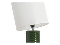 Miliboo Lámpara De Mesa-Lámpara de mesa de cerámica esmaltada oscuro con pantalla de color crudo 53 cm BERRO Verde