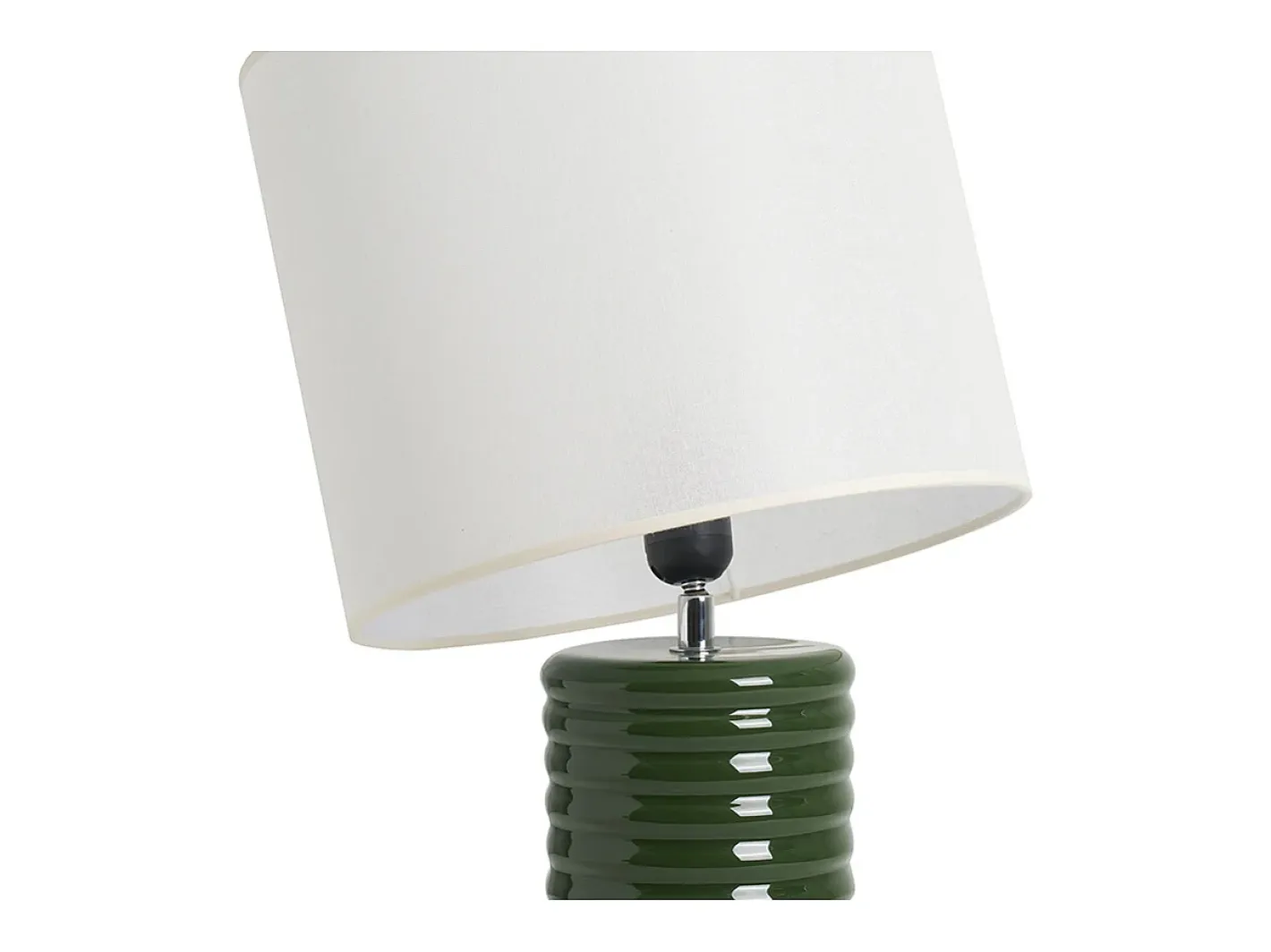Miliboo Lámpara De Mesa-Lámpara de mesa de cerámica esmaltada oscuro con pantalla de color crudo 53 cm BERRO Verde