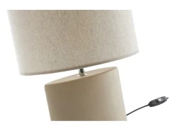 Clearance Miliboo Lámpara de mesa de cerámica color mate con pantalla de lino natural TIGA Topo