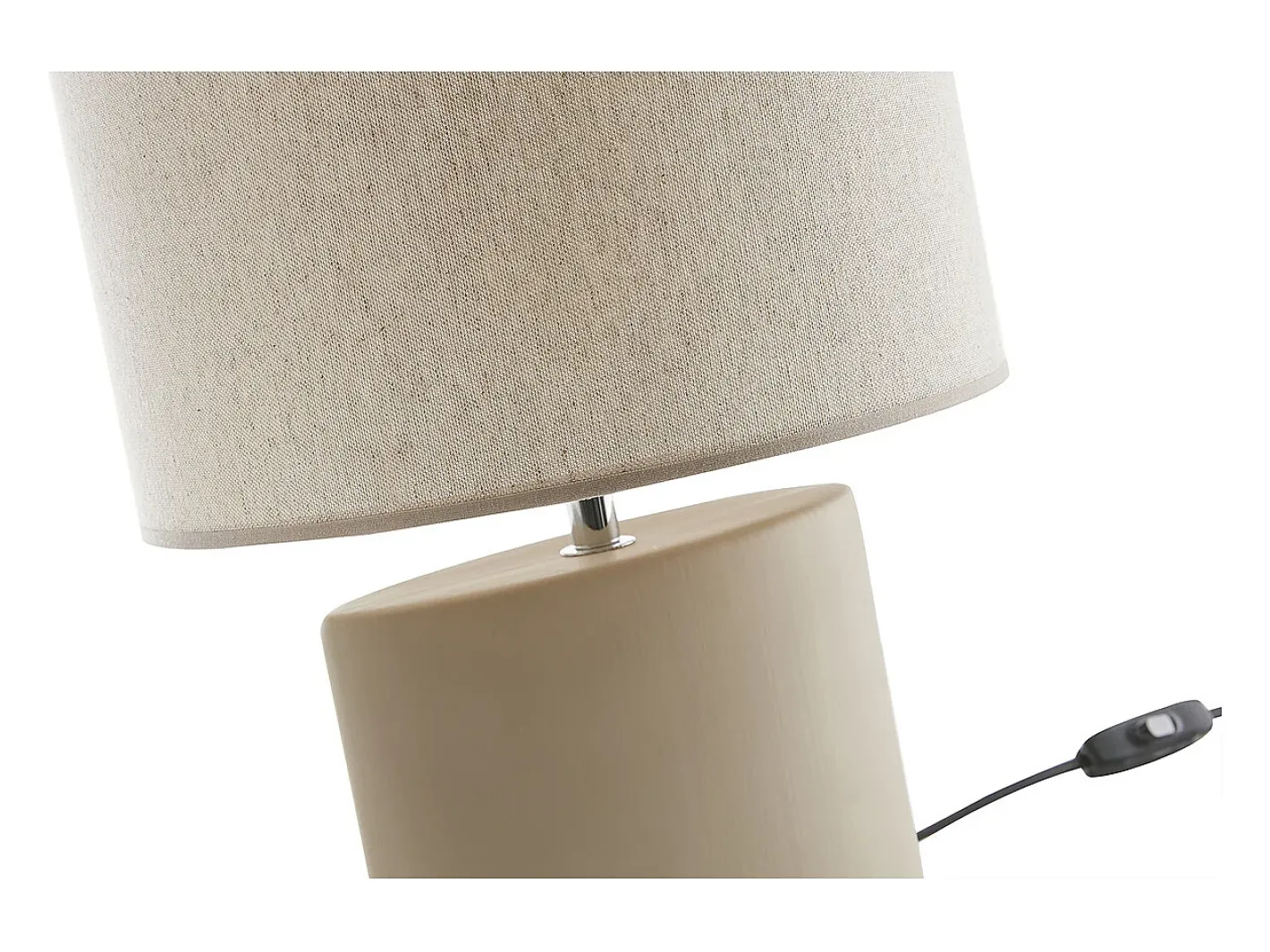 Clearance Miliboo Lámpara de mesa de cerámica color mate con pantalla de lino natural TIGA Topo