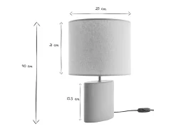 Clearance Miliboo Lámpara de mesa de cerámica color mate con pantalla de lino natural TIGA Topo